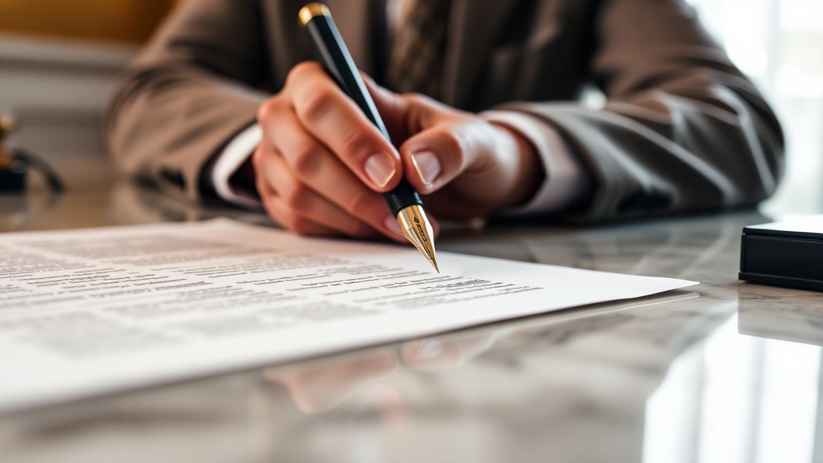 Signing a legal contract